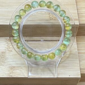 Green and Yellow Beaded Stretch Bracelet - Women Jewelry